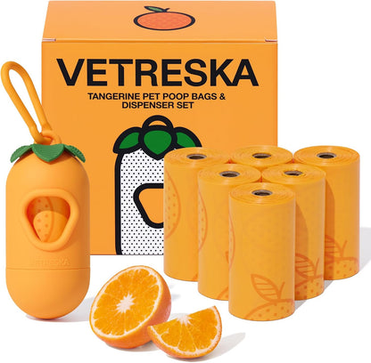 Dog Poop Bag Dispenser with Citrus Scented Waste Bags, 105 Counts