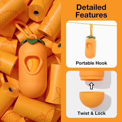 Dog Poop Bag Dispenser with Citrus Scented Waste Bags, 105 Counts
