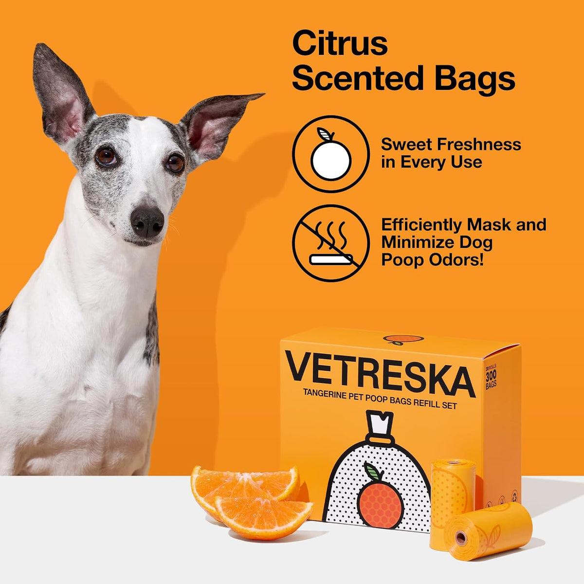 Dog Poop Bag Dispenser with Citrus Scented Waste Bags, 105 Counts
