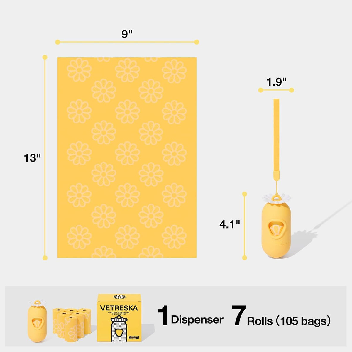 Dog Poop Bag Dispenser with Citrus Scented Waste Bags, 105 Counts