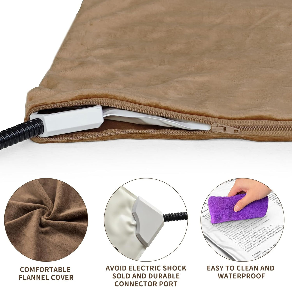 Pet Heating Pad with Timer, Adjustable Temperature, Waterproof, Chew Resistant Cord, Auto Power-Off, Electric Indoor Heated Mat for Dogs and Cats