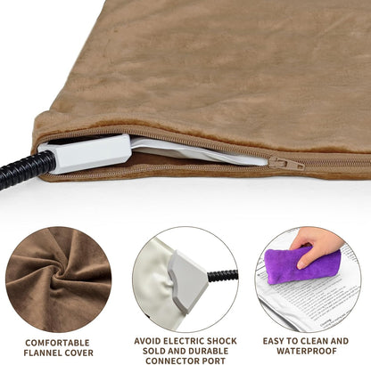 Pet Heating Pad with Timer, Adjustable Temperature, Waterproof, Chew Resistant Cord, Auto Power-Off, Electric Indoor Heated Mat for Dogs and Cats