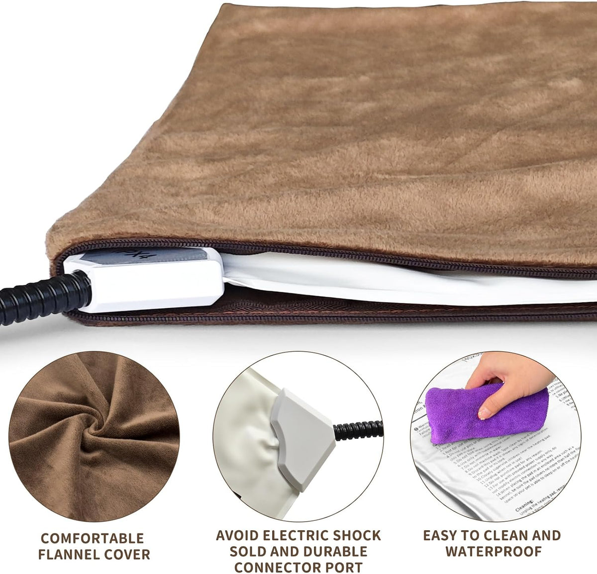 Pet Heating Pad with Timer, Adjustable Temperature, Waterproof, Chew Resistant Cord, Auto Power-Off, Electric Indoor Heated Mat for Dogs and Cats