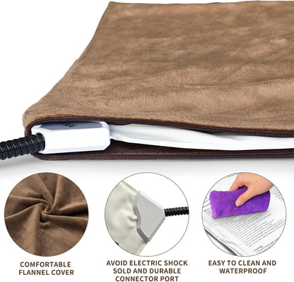 Pet Heating Pad with Timer, Adjustable Temperature, Waterproof, Chew Resistant Cord, Auto Power-Off, Electric Indoor Heated Mat for Dogs and Cats