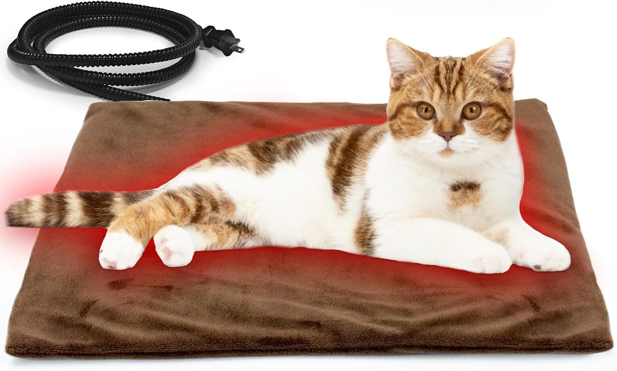 Pet Heating Pad with Timer, Adjustable Temperature, Waterproof, Chew Resistant Cord, Auto Power-Off, Electric Indoor Heated Mat for Dogs and Cats