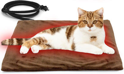Pet Heating Pad with Timer, Adjustable Temperature, Waterproof, Chew Resistant Cord, Auto Power-Off, Electric Indoor Heated Mat for Dogs and Cats