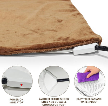 Pet Heating Pad with Timer, Adjustable Temperature, Waterproof, Chew Resistant Cord, Auto Power-Off, Electric Indoor Heated Mat for Dogs and Cats