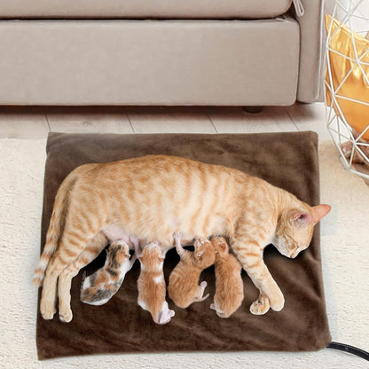 Pet Heating Pad with Timer, Adjustable Temperature, Waterproof, Chew Resistant Cord, Auto Power-Off, Electric Indoor Heated Mat for Dogs and Cats