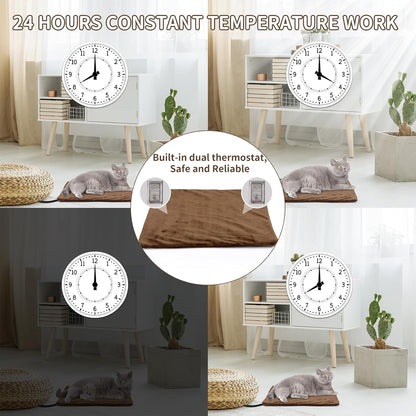Pet Heating Pad with Timer, Adjustable Temperature, Waterproof, Chew Resistant Cord, Auto Power-Off, Electric Indoor Heated Mat for Dogs and Cats
