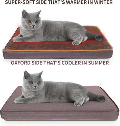 Pet Heating Pad with Timer, Adjustable Temperature, Waterproof, Chew Resistant Cord, Auto Power-Off, Electric Indoor Heated Mat for Dogs and Cats