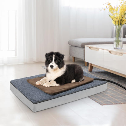 Pet Heating Pad with Timer, Adjustable Temperature, Waterproof, Chew Resistant Cord, Auto Power-Off, Electric Indoor Heated Mat for Dogs and Cats