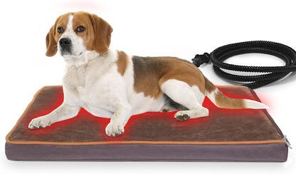 Pet Heating Pad with Timer, Adjustable Temperature, Waterproof, Chew Resistant Cord, Auto Power-Off, Electric Indoor Heated Mat for Dogs and Cats