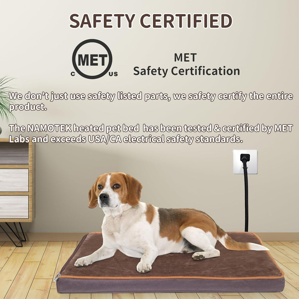 Pet Heating Pad with Timer, Adjustable Temperature, Waterproof, Chew Resistant Cord, Auto Power-Off, Electric Indoor Heated Mat for Dogs and Cats