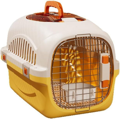 Cat Carrier Airline Approved, Portable Pet Travel Crate with Anti-Stress Design for Cats & Small Dogs, Car Safe Kennel with Top Window (Yellow)