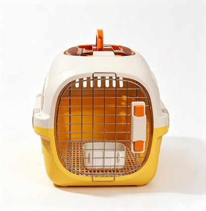 Cat Carrier Airline Approved, Portable Pet Travel Crate with Anti-Stress Design for Cats & Small Dogs, Car Safe Kennel with Top Window (Yellow)