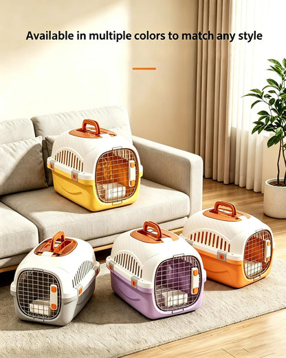 Cat Carrier Airline Approved, Portable Pet Travel Crate with Anti-Stress Design for Cats & Small Dogs, Car Safe Kennel with Top Window (Yellow)