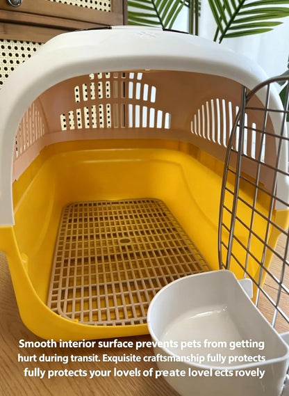 Cat Carrier Airline Approved, Portable Pet Travel Crate with Anti-Stress Design for Cats & Small Dogs, Car Safe Kennel with Top Window (Yellow)