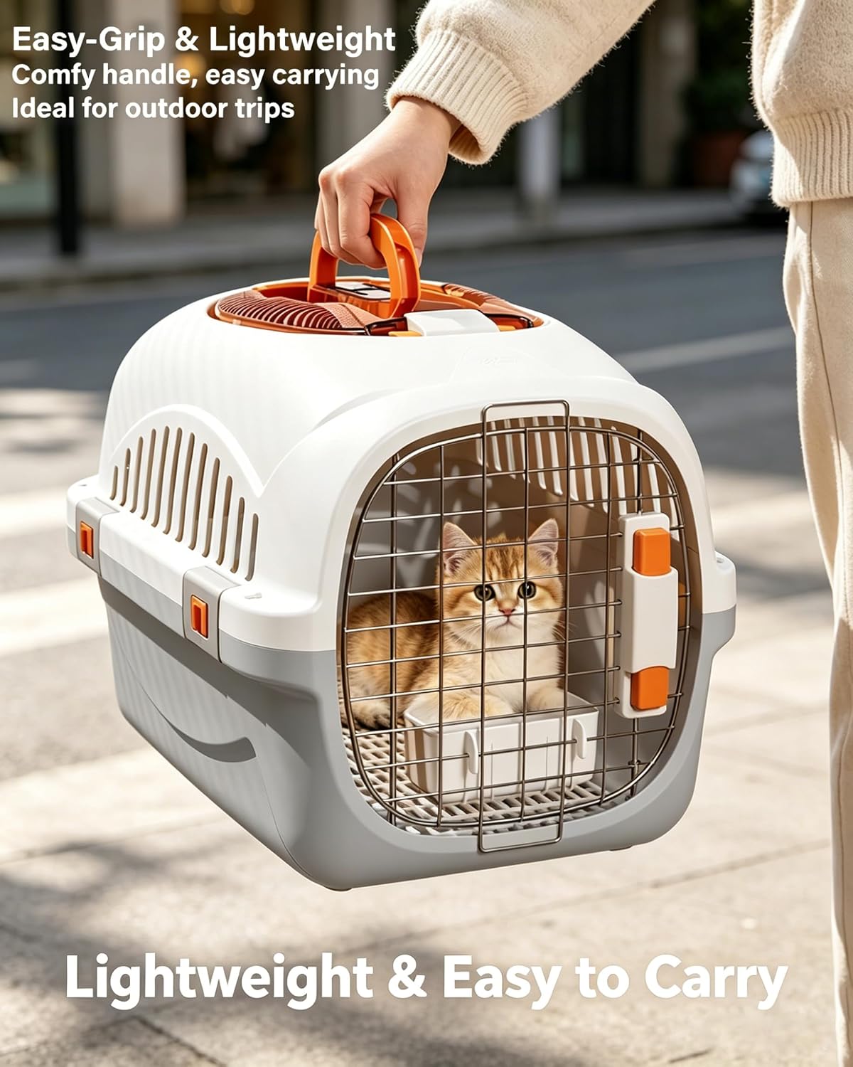 Cat Carrier Airline Approved, Portable Pet Travel Crate with Anti-Stress Design for Cats & Small Dogs, Car Safe Kennel with Top Window (Yellow)