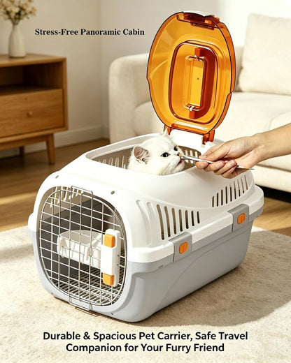 Cat Carrier Airline Approved, Portable Pet Travel Crate with Anti-Stress Design for Cats & Small Dogs, Car Safe Kennel with Top Window (Yellow)