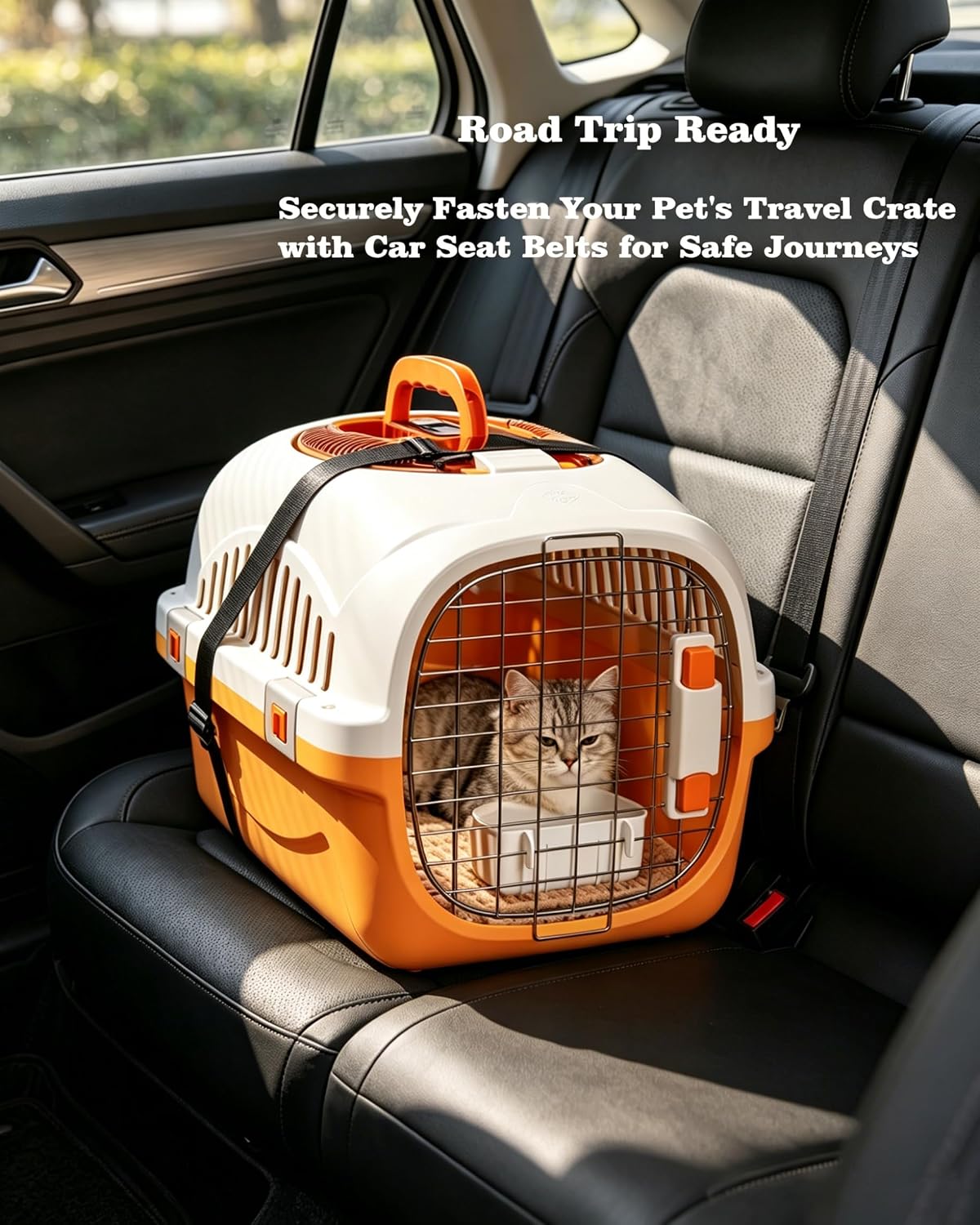 Cat Carrier Airline Approved, Portable Pet Travel Crate with Anti-Stress Design for Cats & Small Dogs, Car Safe Kennel with Top Window (Yellow)