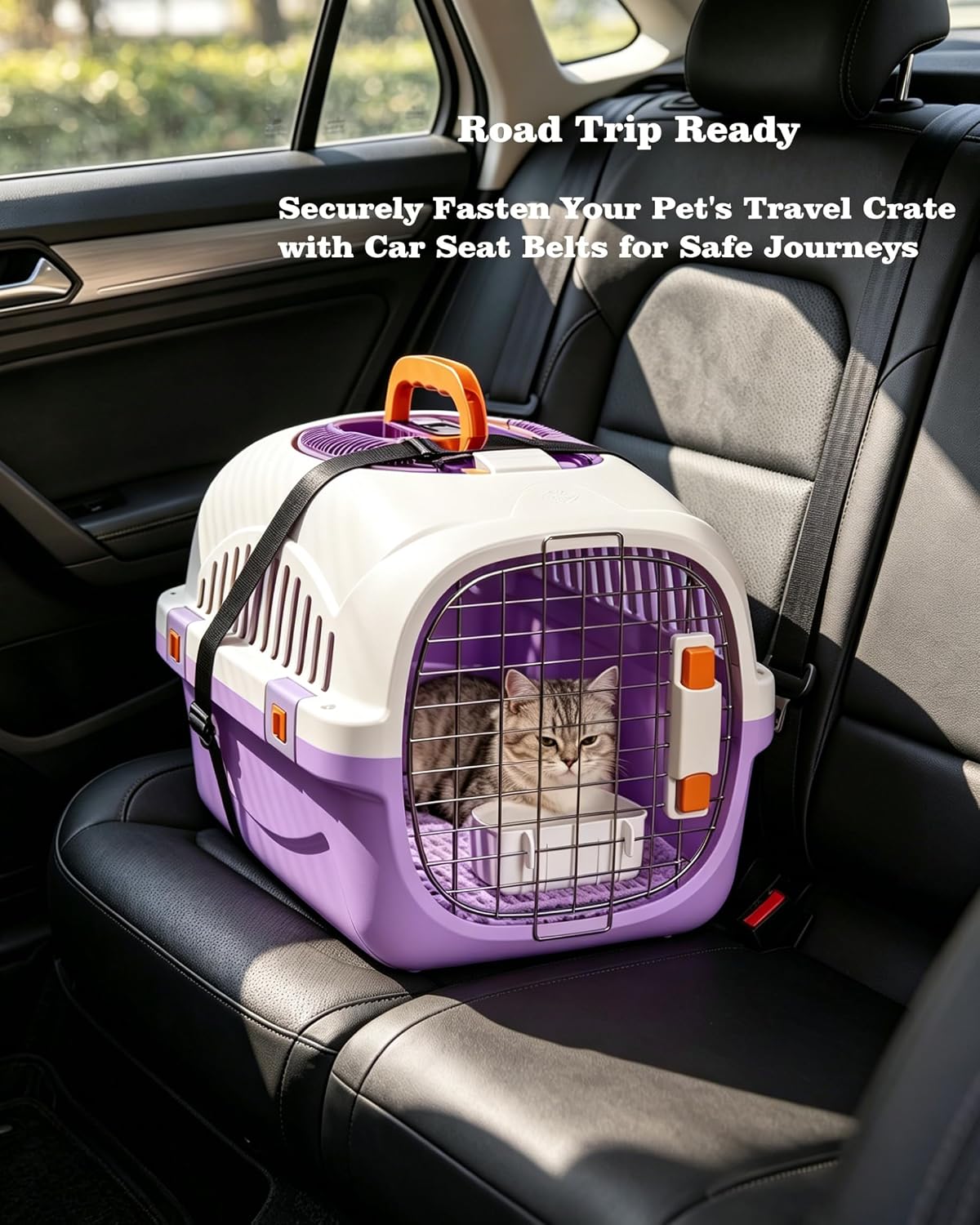 Cat Carrier Airline Approved, Portable Pet Travel Crate with Anti-Stress Design for Cats & Small Dogs, Car Safe Kennel with Top Window (Yellow)