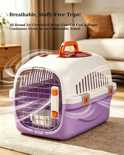 Cat Carrier Airline Approved, Portable Pet Travel Crate with Anti-Stress Design for Cats & Small Dogs, Car Safe Kennel with Top Window (Yellow)
