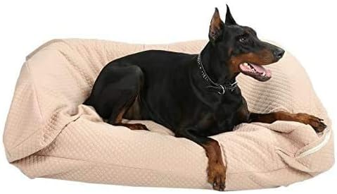 Quilted Dog Bed Cover, Waterproof Heavy‑Duty Washable, Medium, Tan
