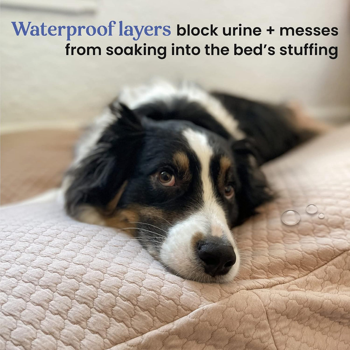 Quilted Dog Bed Cover, Waterproof Heavy‑Duty Washable, Medium, Tan