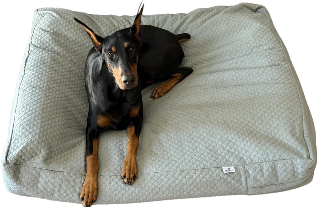 Quilted Dog Bed Cover, Waterproof Heavy‑Duty Washable, Medium, Tan