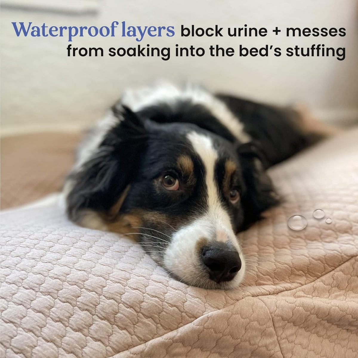 Quilted Dog Bed Cover, Waterproof Heavy‑Duty Washable, Medium, Tan
