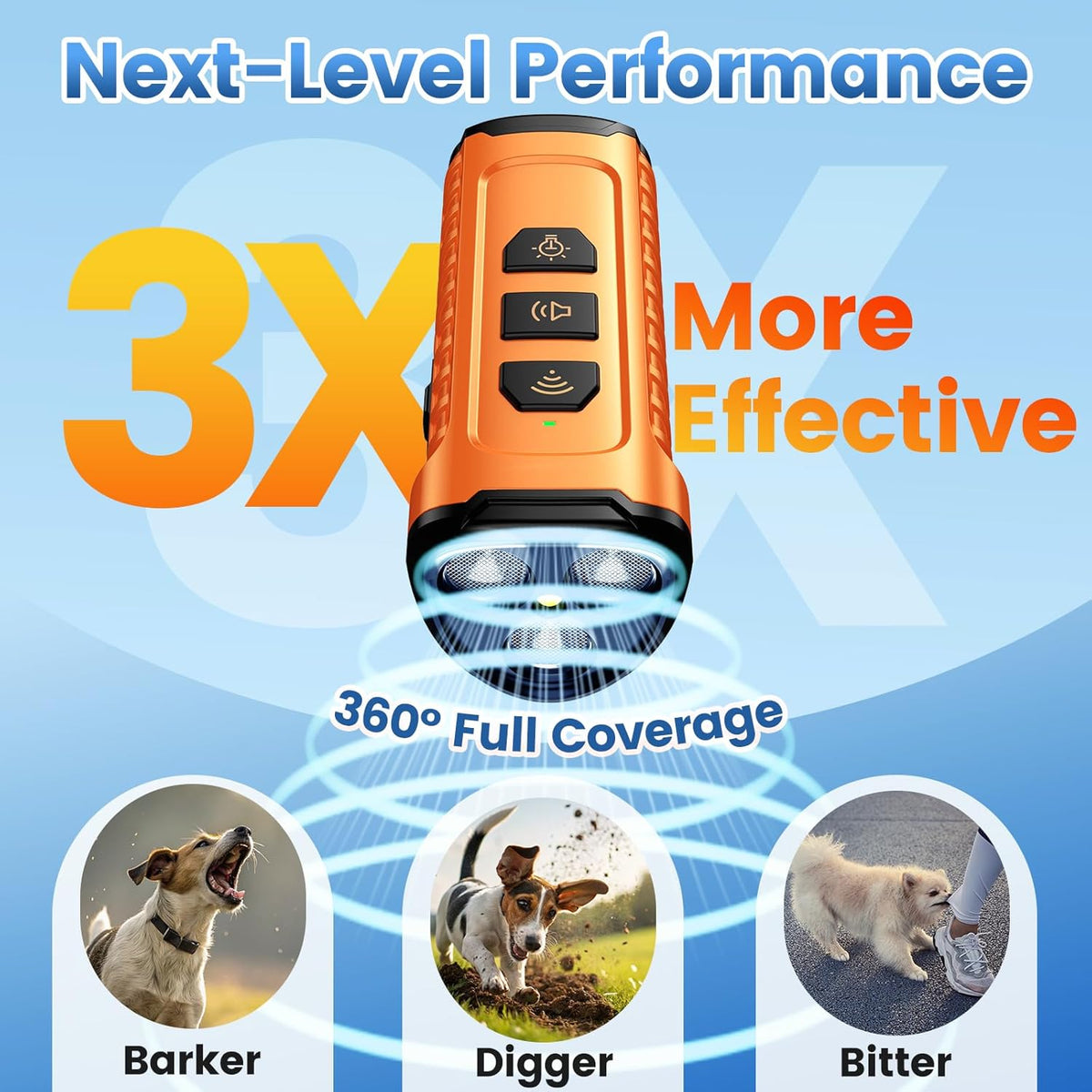 Cbersmg 3X Ultrasonic to Stop Barking Neighbors Dog, Portable Anti Barking Device Dog Bark Deterrent Device 50ft Range 5 Modes, Flashlight & Beep Safe & Effective for Small, Medium & Large Dogs