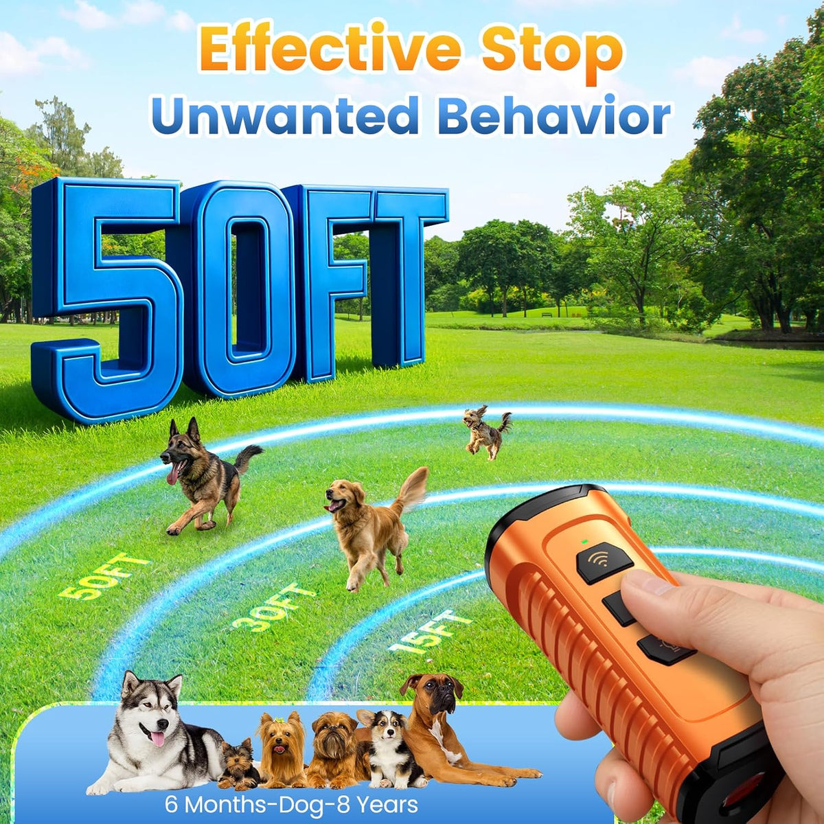 Cbersmg 3X Ultrasonic to Stop Barking Neighbors Dog, Portable Anti Barking Device Dog Bark Deterrent Device 50ft Range 5 Modes, Flashlight & Beep Safe & Effective for Small, Medium & Large Dogs