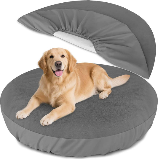 Dog Bed Covers Replacement Washable Waterproof Round Bed Protector for Donut Bed & Dog Couch, Gray 30 Inch