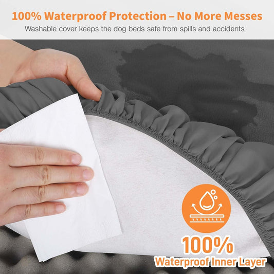 Dog Bed Covers Replacement Washable Waterproof Round Bed Protector for Donut Bed & Dog Couch, Gray 30 Inch