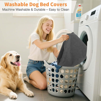 Dog Bed Covers Replacement Washable Waterproof Round Bed Protector for Donut Bed & Dog Couch, Gray 30 Inch