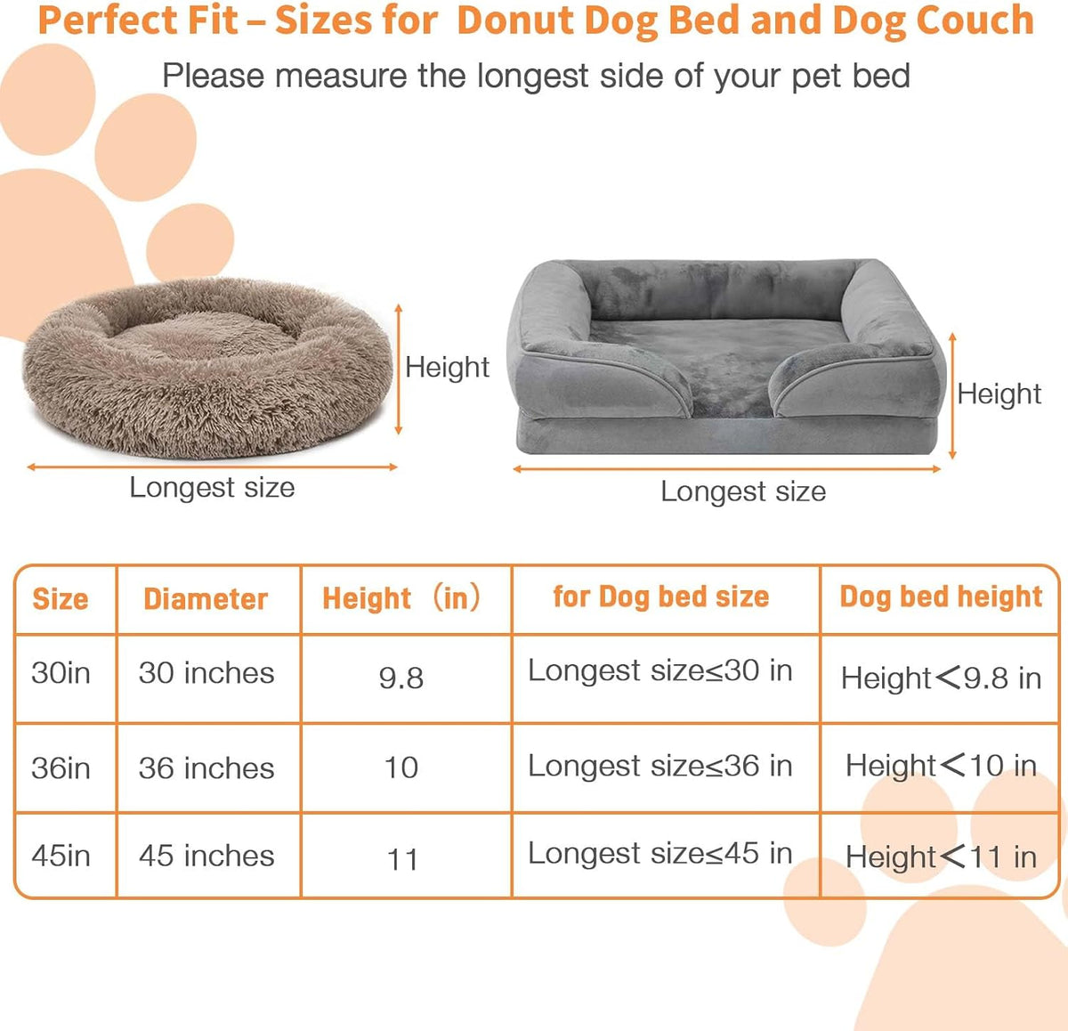 Dog Bed Covers Replacement Washable Waterproof Round Bed Protector for Donut Bed & Dog Couch, Gray 30 Inch