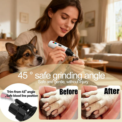 Silent Pet Nail Grinder for Dogs & Cats, 3 Grinding Heads