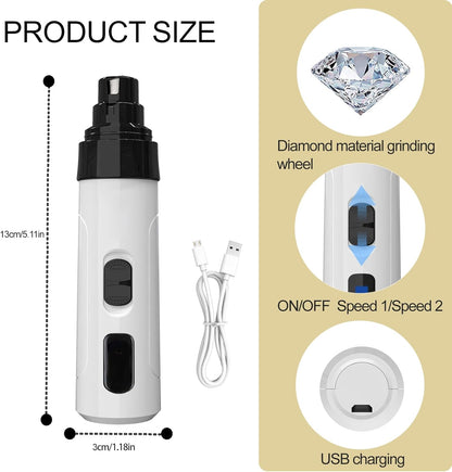 Silent Pet Nail Grinder for Dogs & Cats, 3 Grinding Heads