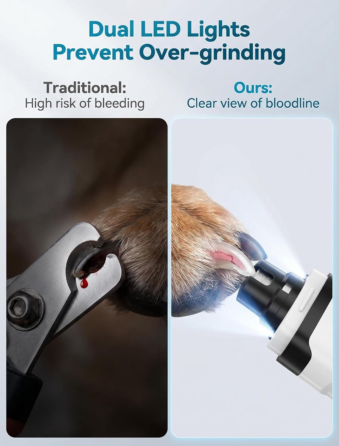 Silent Pet Nail Grinder for Dogs & Cats, 3 Grinding Heads
