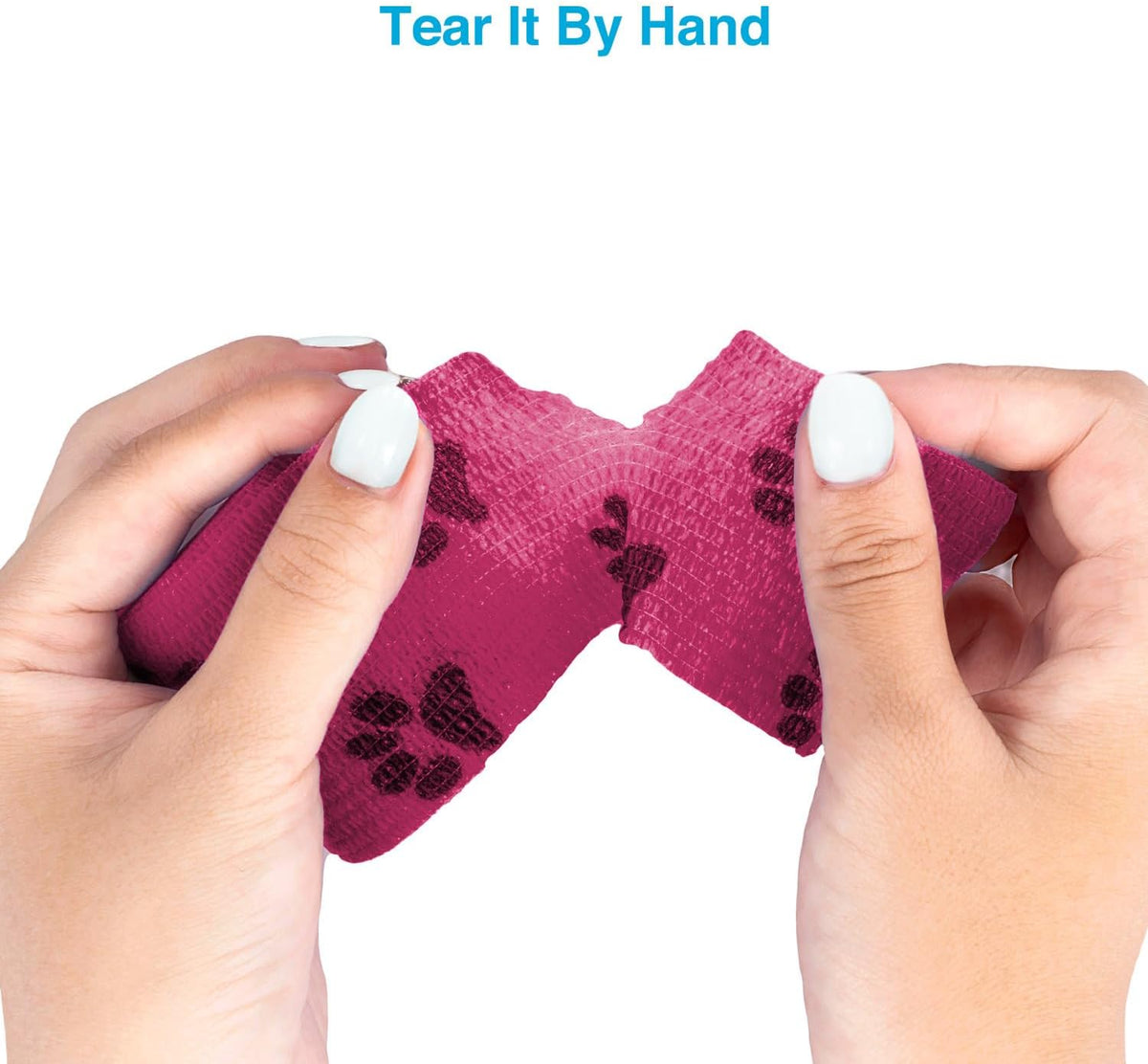 Pet Wrap, Self-Adhesive, Only Sticks to Itself, Non-Woven Tape for Dog Legs, Paws, Wounds, First Aid Cohesive Gauze for Horse, Cat, Bird, Animal, 6 Rolls, 2 Inch, Pawprints A