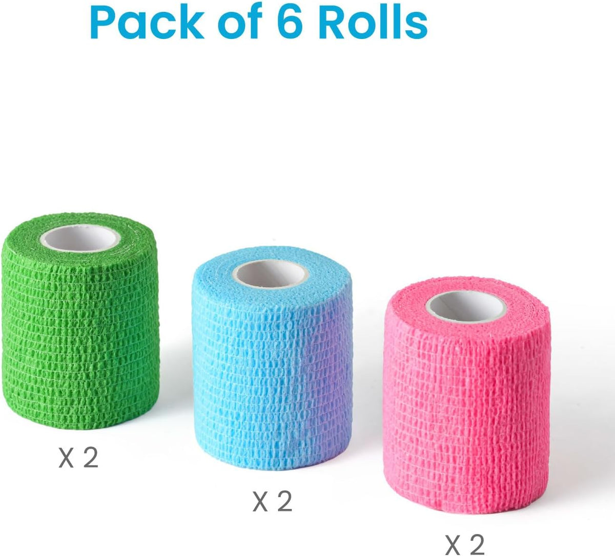 Pet Wrap, Self-Adhesive, Only Sticks to Itself, Non-Woven Tape for Dog Legs, Paws, Wounds, First Aid Cohesive Gauze for Horse, Cat, Bird, Animal, 6 Rolls, 2 Inch, Pawprints A