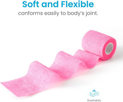 Pet Wrap, Self-Adhesive, Only Sticks to Itself, Non-Woven Tape for Dog Legs, Paws, Wounds, First Aid Cohesive Gauze for Horse, Cat, Bird, Animal, 6 Rolls, 2 Inch, Pawprints A