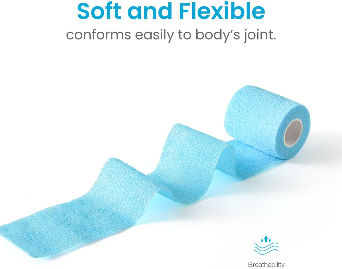 Pet Wrap, Self-Adhesive, Only Sticks to Itself, Non-Woven Tape for Dog Legs, Paws, Wounds, First Aid Cohesive Gauze for Horse, Cat, Bird, Animal, 6 Rolls, 2 Inch, Pawprints A