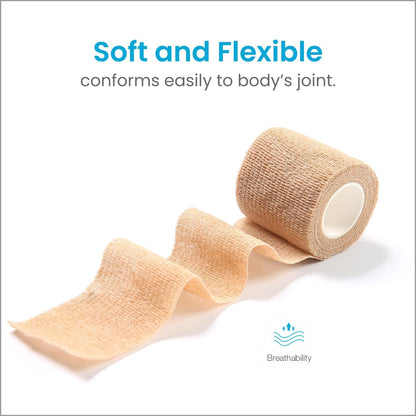 Pet Wrap, Self-Adhesive, Only Sticks to Itself, Non-Woven Tape for Dog Legs, Paws, Wounds, First Aid Cohesive Gauze for Horse, Cat, Bird, Animal, 6 Rolls, 2 Inch, Pawprints A