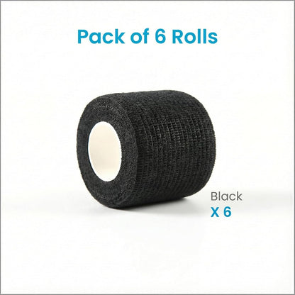 Pet Wrap, Self-Adhesive, Only Sticks to Itself, Non-Woven Tape for Dog Legs, Paws, Wounds, First Aid Cohesive Gauze for Horse, Cat, Bird, Animal, 6 Rolls, 2 Inch, Pawprints A
