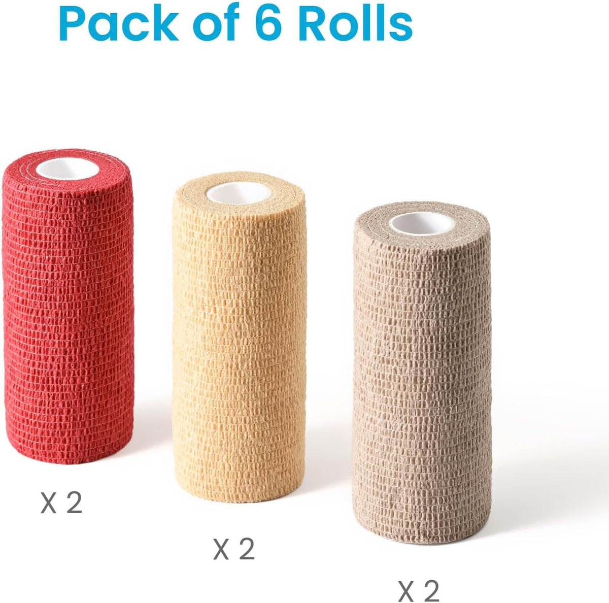 Pet Wrap, Self-Adhesive, Only Sticks to Itself, Non-Woven Tape for Dog Legs, Paws, Wounds, First Aid Cohesive Gauze for Horse, Cat, Bird, Animal, 6 Rolls, 2 Inch, Pawprints A