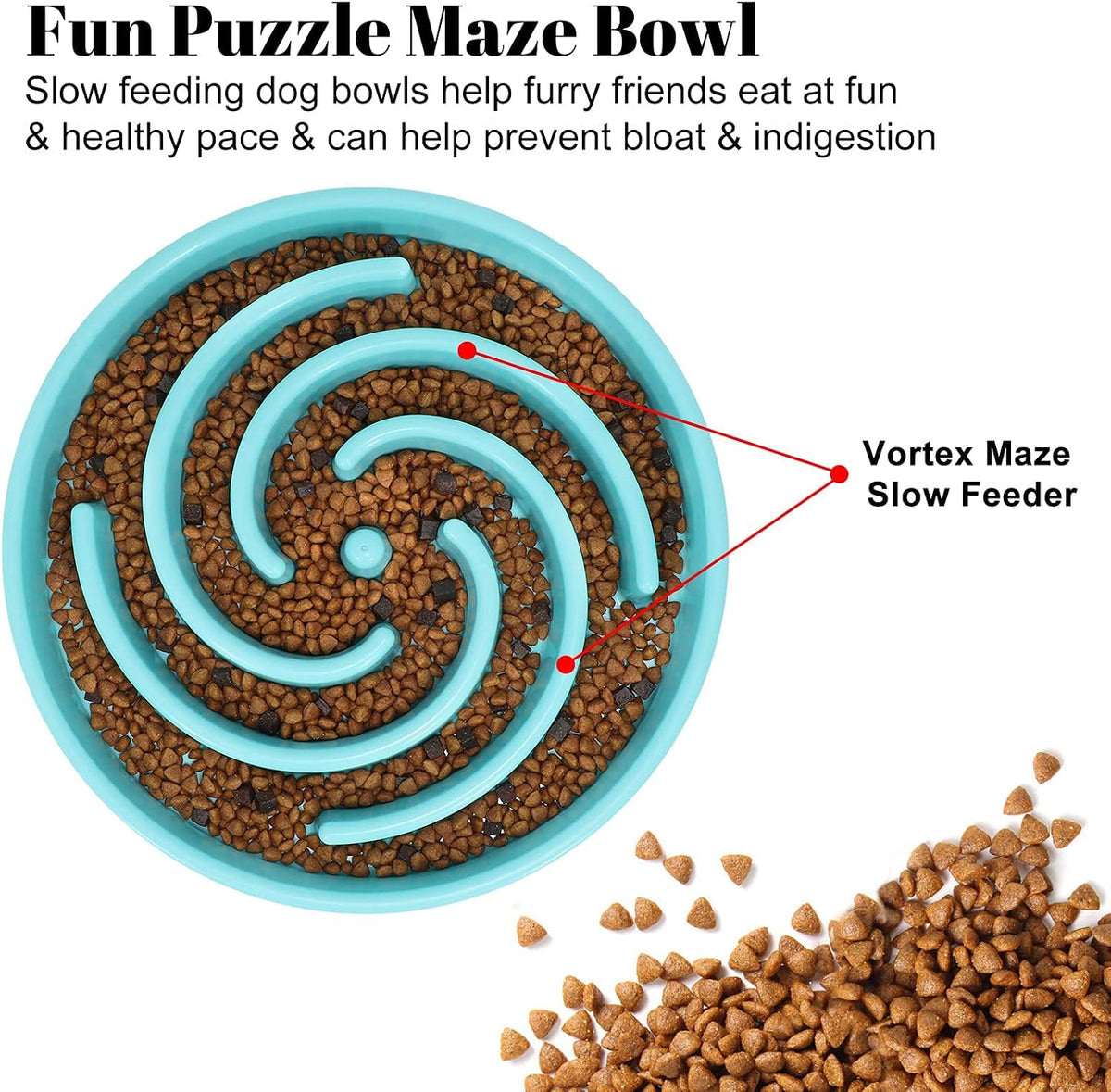 Slow Feeder Dog Bowls for Large Medium Dog Non Slip Maze Puzzle Bowl Pet Slower Food Feeding Dishes Interactive Bloat Stop Preventing Choking Healthy Dog Bowl, Black