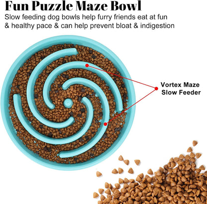 Slow Feeder Dog Bowls for Large Medium Dog Non Slip Maze Puzzle Bowl Pet Slower Food Feeding Dishes Interactive Bloat Stop Preventing Choking Healthy Dog Bowl, Black