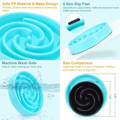 Slow Feeder Dog Bowls for Large Medium Dog Non Slip Maze Puzzle Bowl Pet Slower Food Feeding Dishes Interactive Bloat Stop Preventing Choking Healthy Dog Bowl, Black
