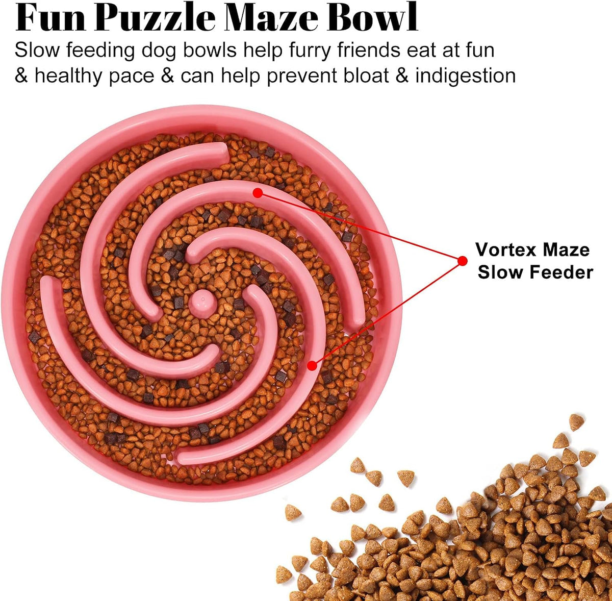 Slow Feeder Dog Bowls for Large Medium Dog Non Slip Maze Puzzle Bowl Pet Slower Food Feeding Dishes Interactive Bloat Stop Preventing Choking Healthy Dog Bowl, Black